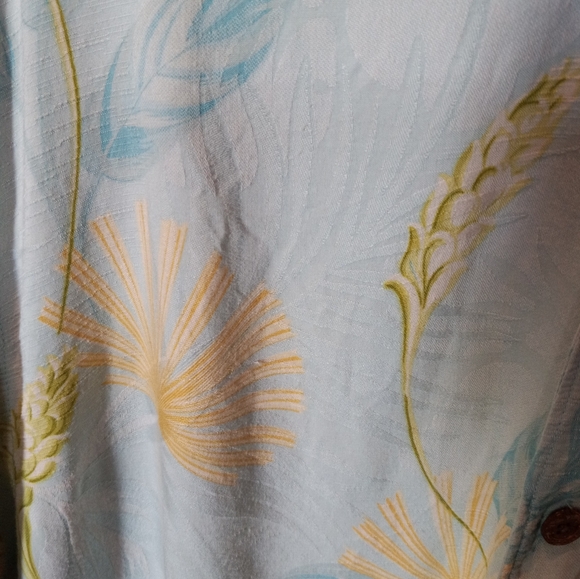 Tommy Bahama Traditional Fit Leaf Novelty 57% Silk Vacation Beach Shirt Blue XL - Picture 5 of 9
